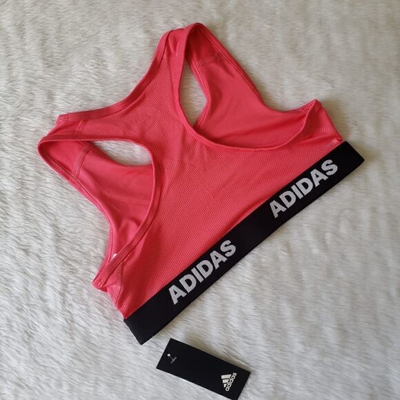 Adidas Pink Black White Sports Bra Women's Small S / Girls XL Primeknit New - Picture 5 of 6